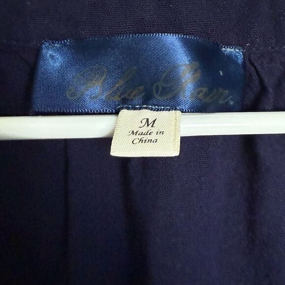 Blue Rain Tunic Top Embroidered Shirt Dress Tassels Size Medium - Picture 3 of 5